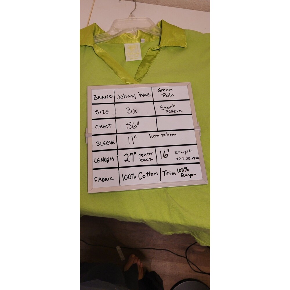 JOHNNY WAS 3x LIME GREEN short sleeve Polo Shirt - 100% cotton - Picture 2 of 5